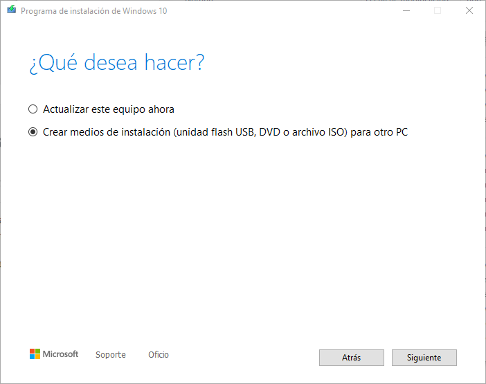 crear un USB de Windows 10
